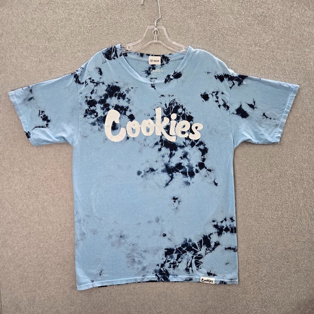 Cookies Sf Men Shirt Large Blue Tie Dye‎ Logo Short Sleeve Tee